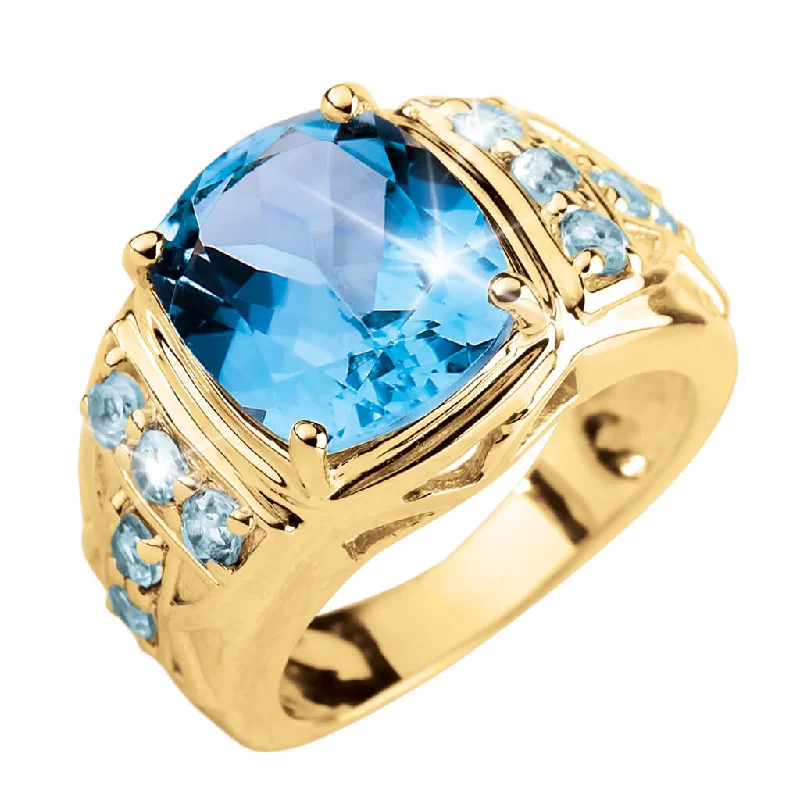 halo rings for women-Mediterranean Blue Topaz Ring