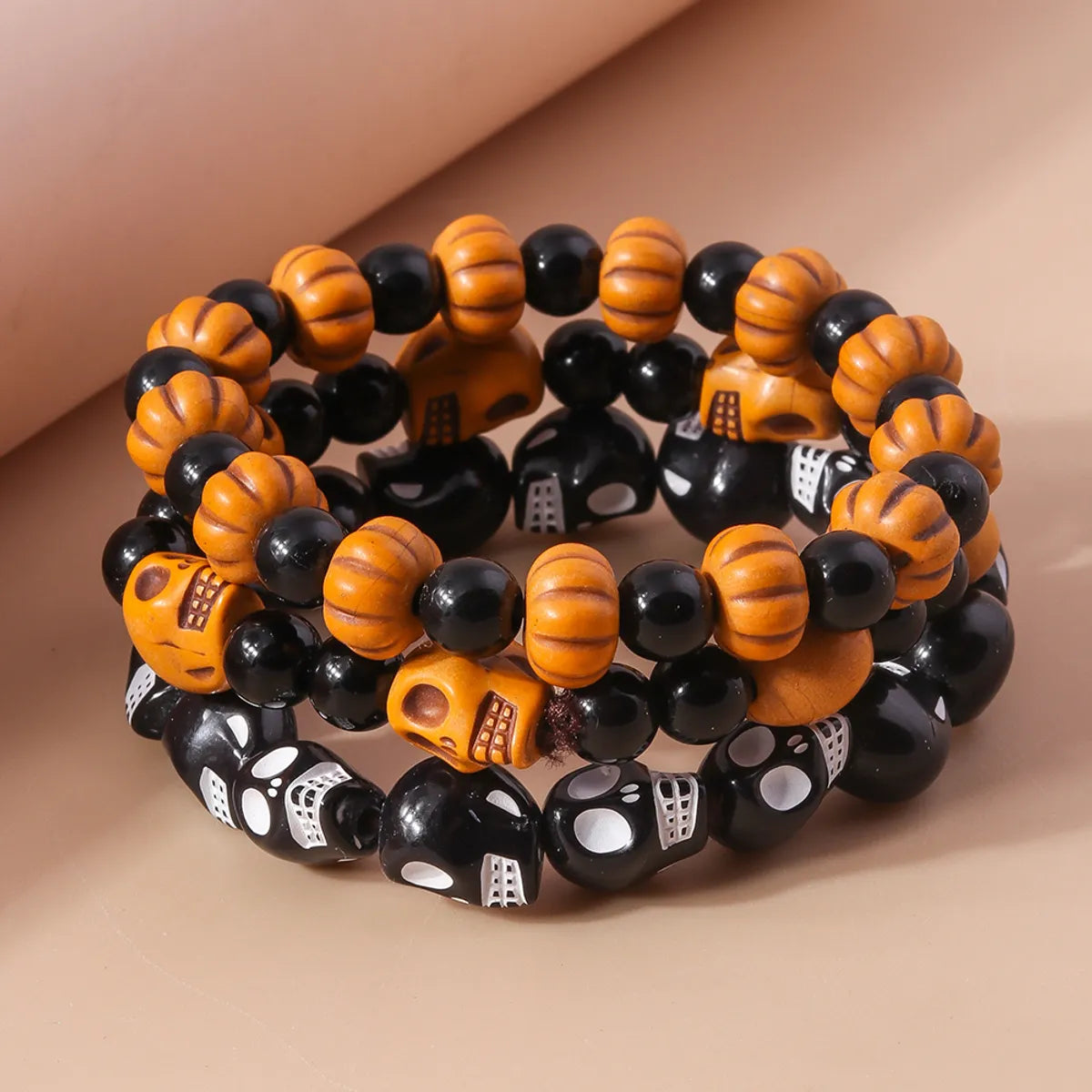 custom bangles for women-Funny Skull Beaded Wholesale Bracelets