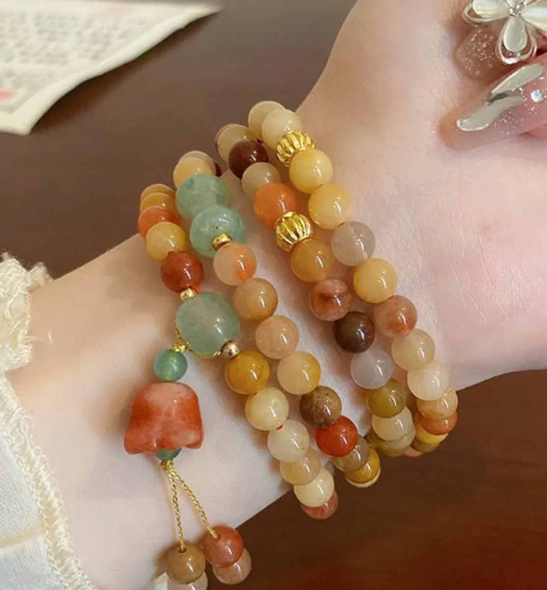 custom bangles for women-Retro Flower Agate Women'S Bracelets