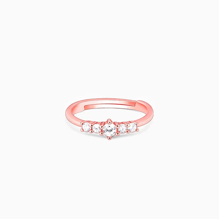 cocktail rings for women-Rose Gold Zircon Shine Squad Ring