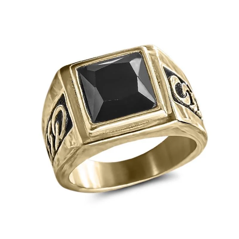 modern gold rings for women-Collins Noir Ring