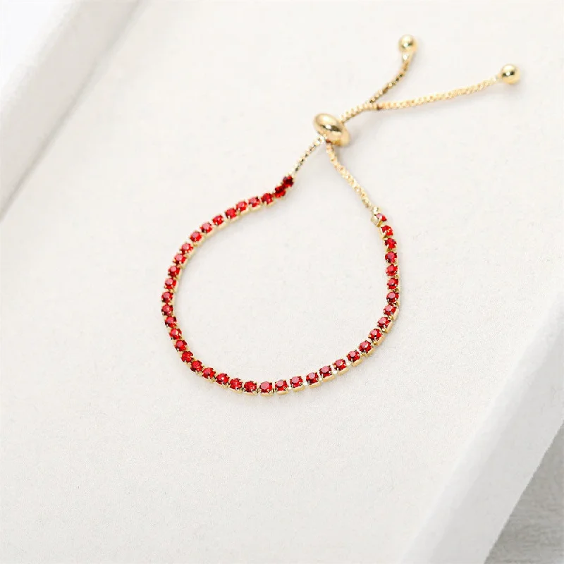 Alloy Rhinestone Adjustable Bracelet Red (1PCs)