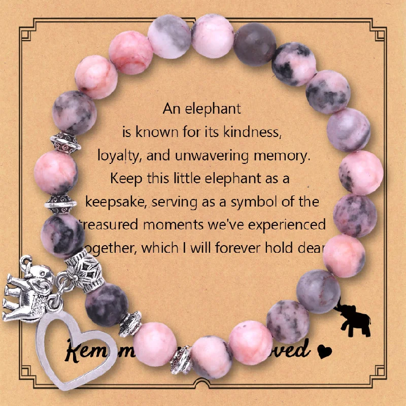 Rhodochrosite Elephant Love Pendant Remember Card