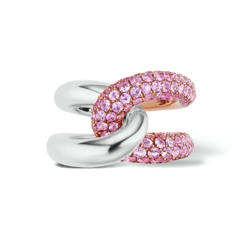 heart-shaped rings for women-Intertwin Ring 18k Gold & Pink Sapphire