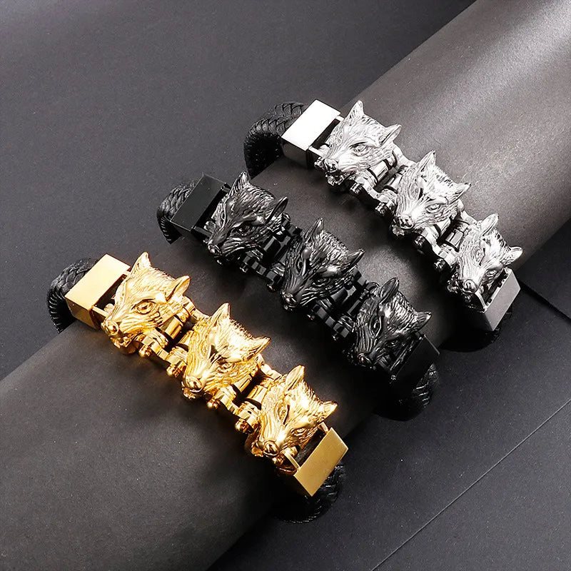 minimalist bracelets for women-Hip-Hop Retro Color Block Titanium Steel Plating 18K Gold Plated Men'S Bracelets