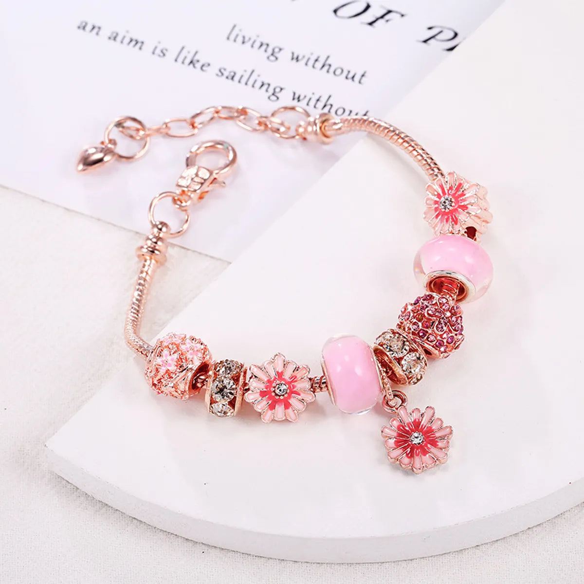 charm bangles for women-Sweet Flower Alloy Copper Enamel Rhinestones Women's Bracelets