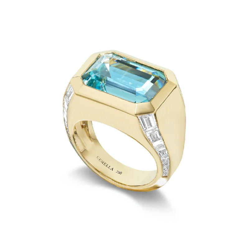 anniversary rings for women-Aquamarine Cascade Ring