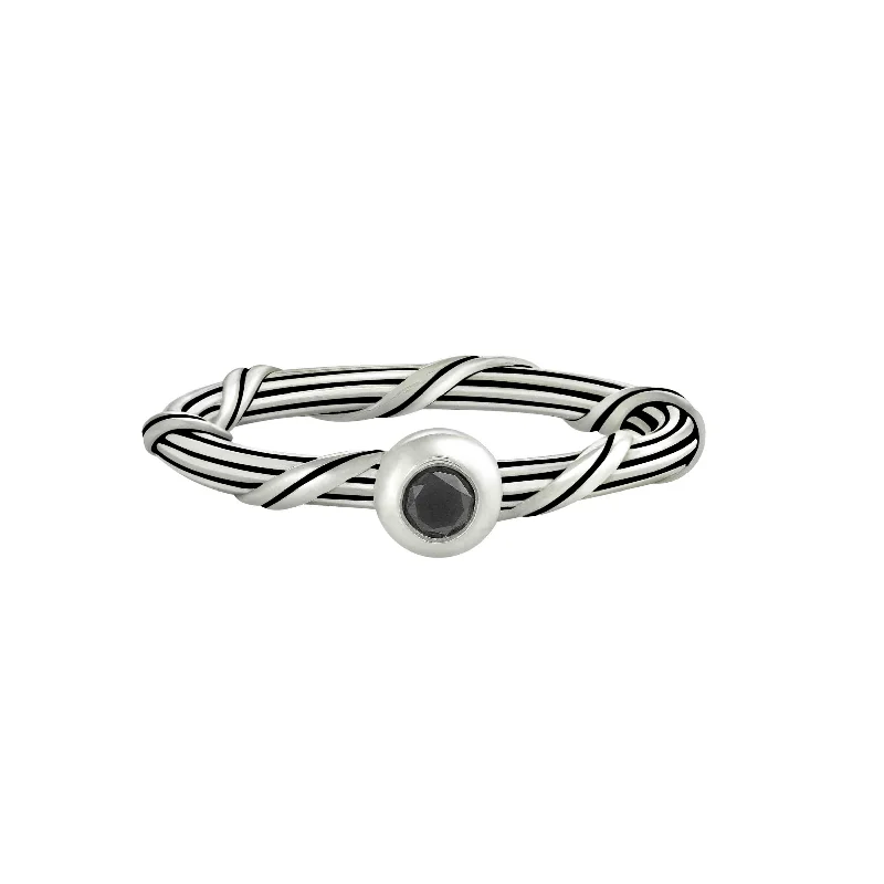 eternity rings for women-Signature Romance Black Spinel Ring in sterling silver