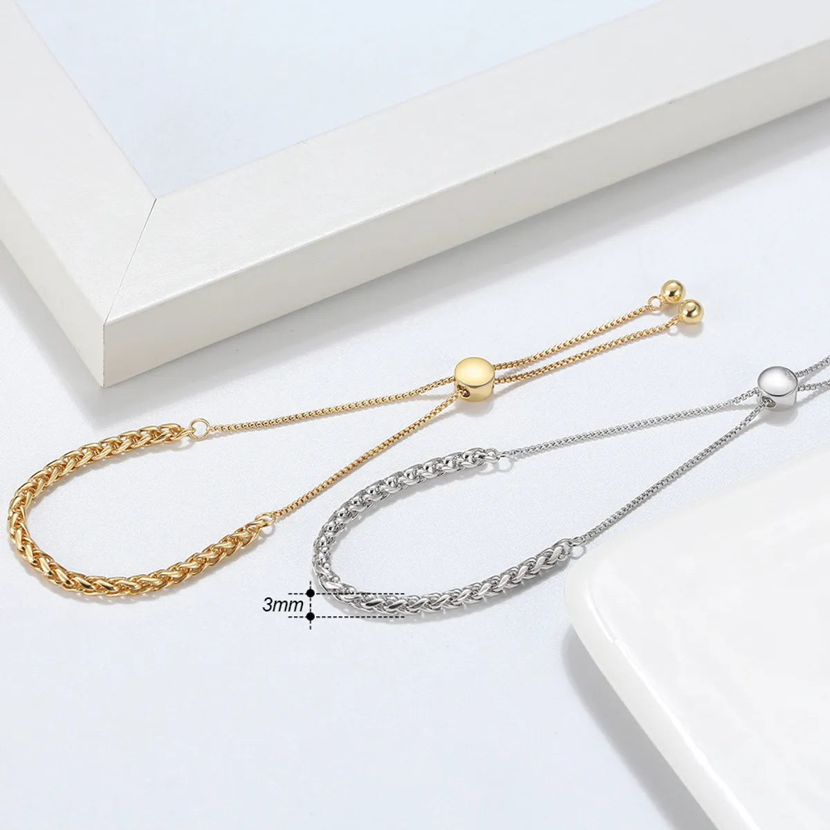 precious stone bracelets for women-Simple Style Stripe Sterling Silver Polishing Plating Chain Chain 14k Gold Plated White Gold Plated Silver Plated Bracelets