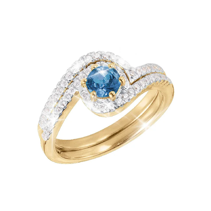 gemstone engagement rings for women-London Blue Topaz Bridal Ring