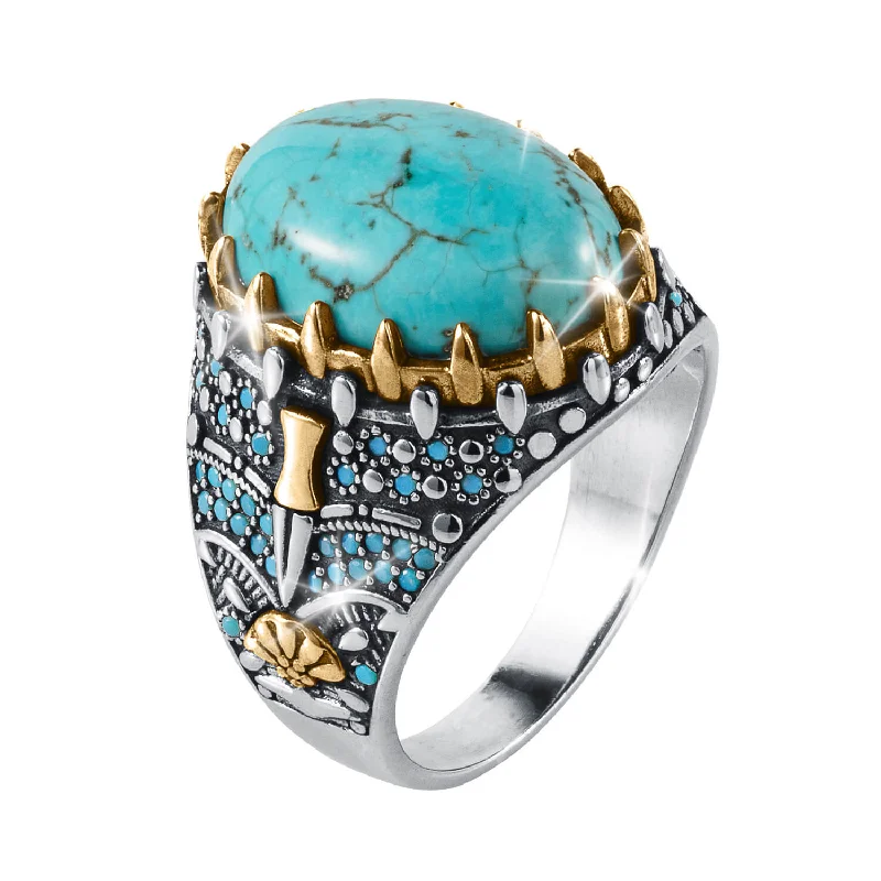 silver rings for women-Legacy Turquoise Men's Ring