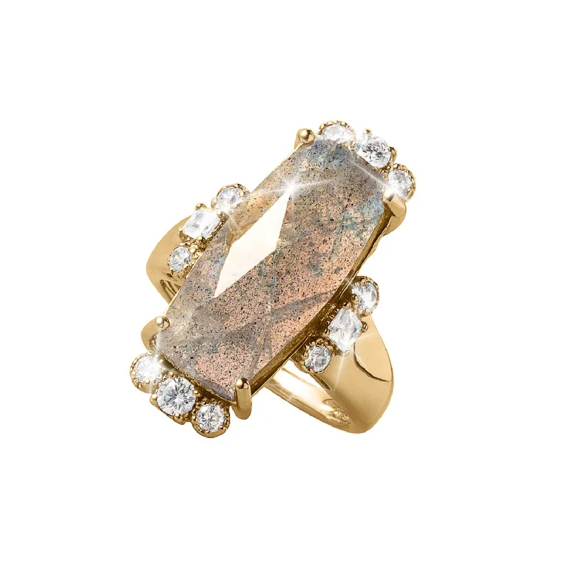 gold-plated rings for women-Labradorite Ladies Ring