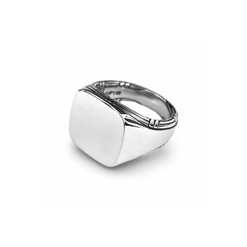 stacked engagement rings for women-Explorer Cushion Signet Ring in sterling silver