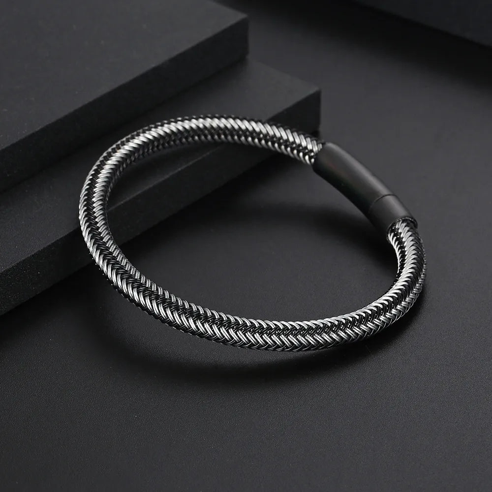 braided bracelets for women-Vintage Style Solid Color 304 Stainless Steel Plating Men'S Bangle