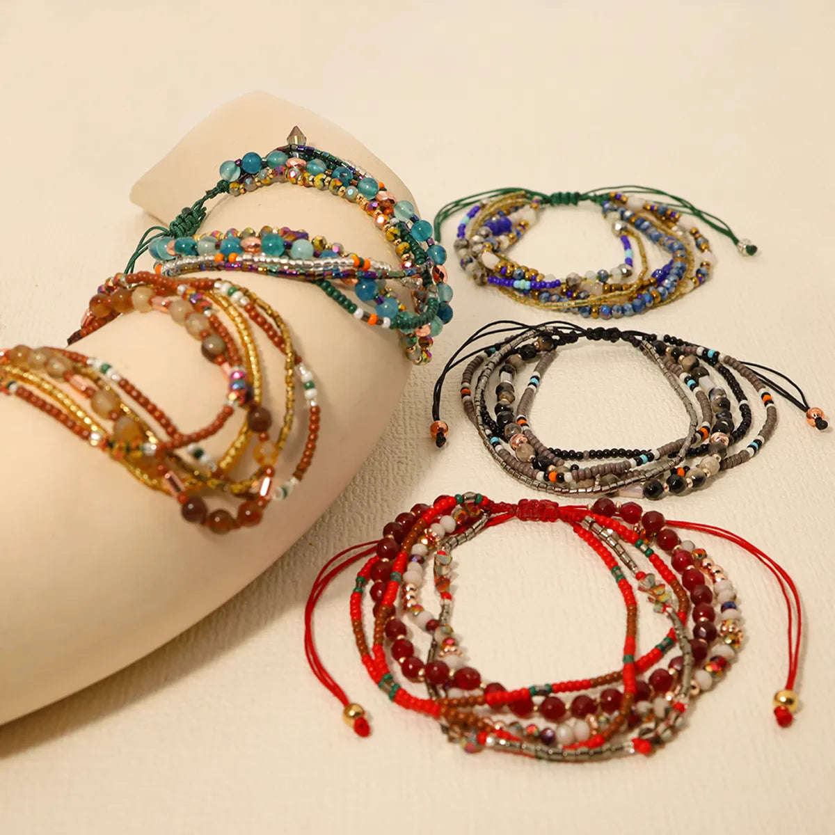 diamond bangles for women-Wholesale Jewelry Ethnic Style Bohemian Multicolor Beaded Knitting Bracelets