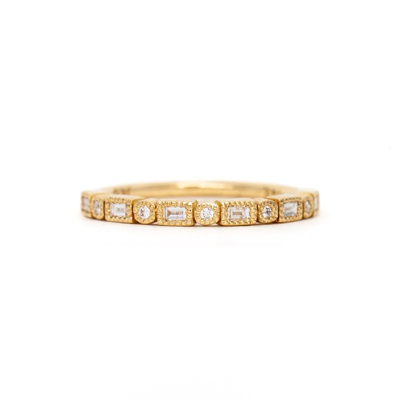 round cut rings for women-Diamond Fusion Half Eternity Band