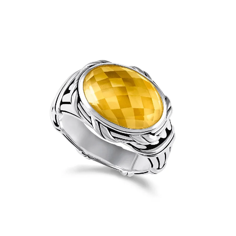 high-end rings for women-Reflections Statement Ring in sterling silver with citrine