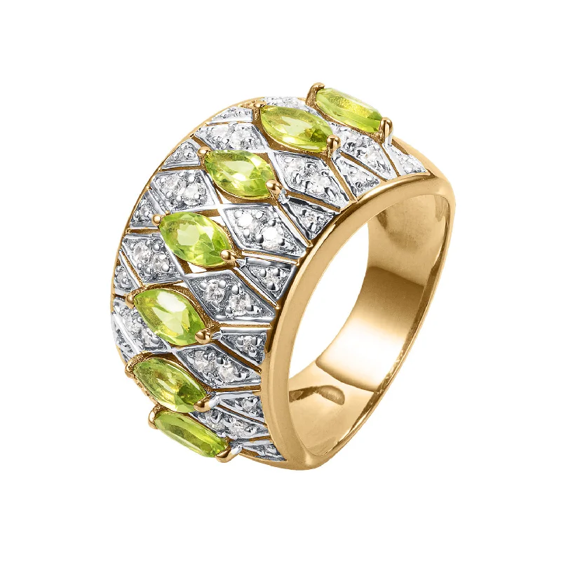 emerald-cut rings for women-Peridot Marquee Ladies Ring