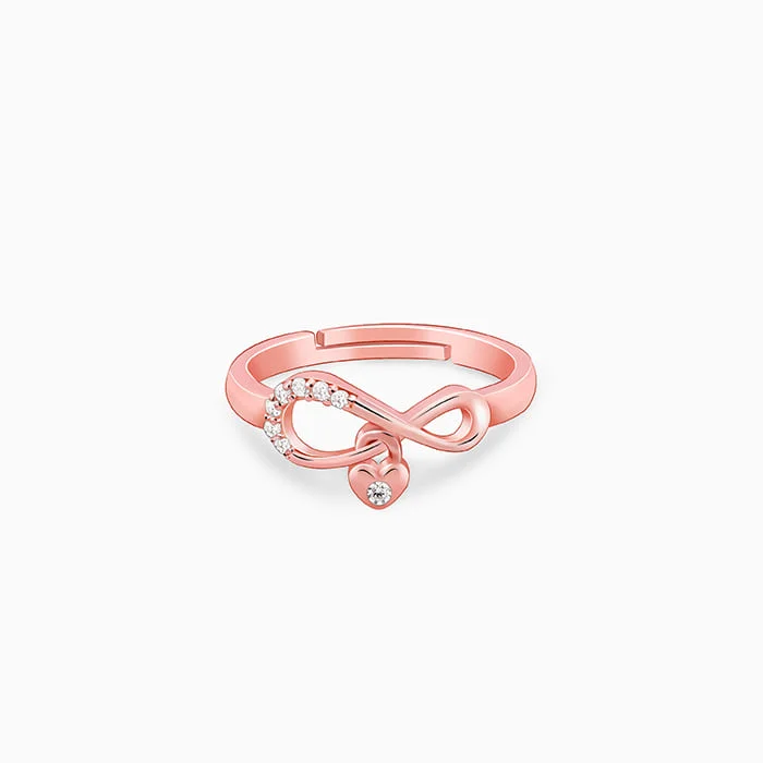 emerald-cut rings for women-Rose Gold Infiniheart Ring