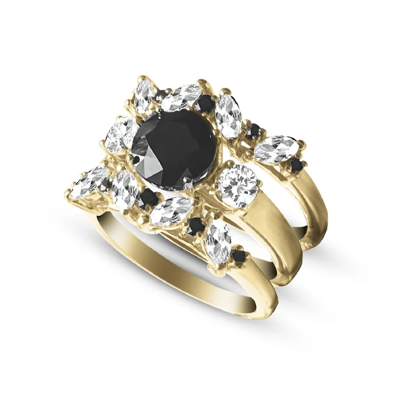 princess cut rings for women-Kate Midnight Sapphire Trio Ring