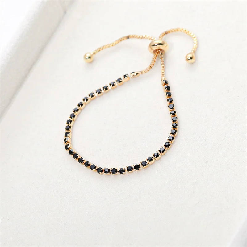 Alloy Rhinestone Adjustable Bracelet Black (1PCs)