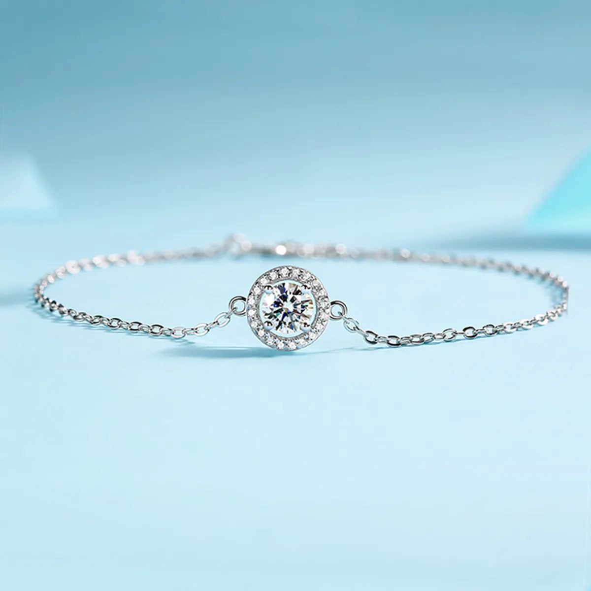 friendship bracelets for women-Elegant Classic Style Round Sterling Silver Plating Inlay Moissanite 18k Gold Plated Bracelets