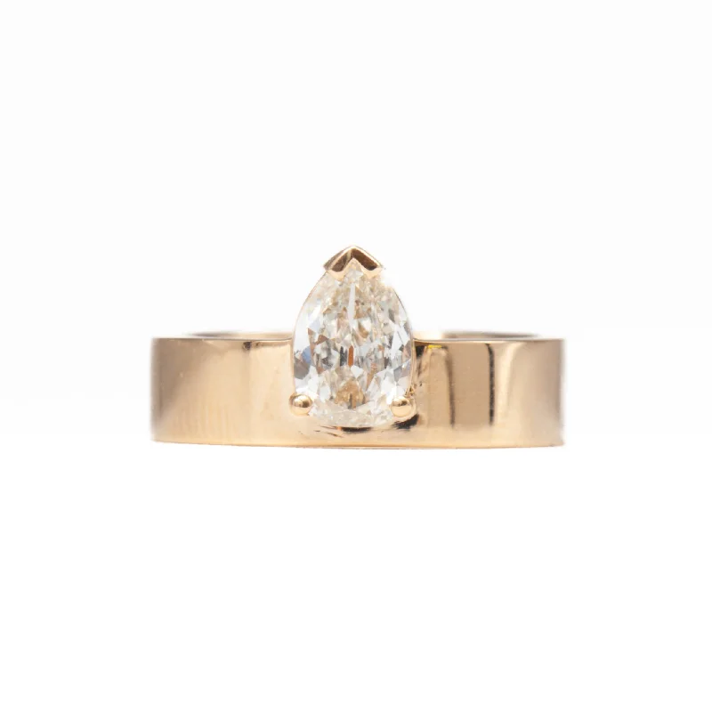 cocktail gemstone rings for women-0.63 ct Antique Pear Diamond Monolith Ring