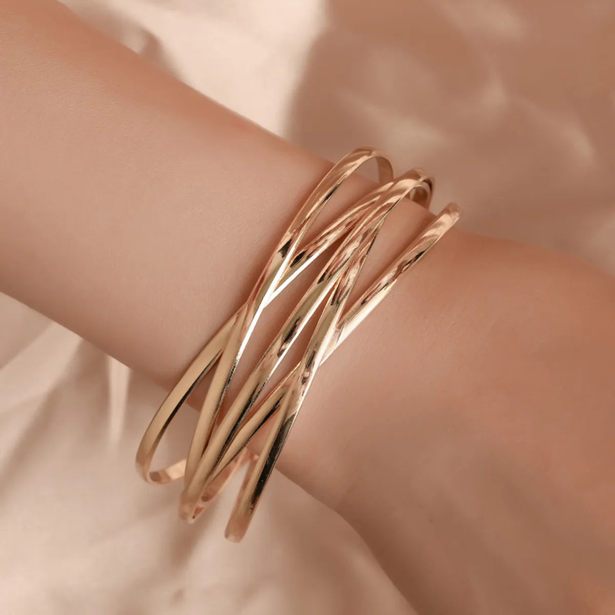 chunky bracelets for women-New Fashion Simple Geometric Cross Opening Metal Bracelet