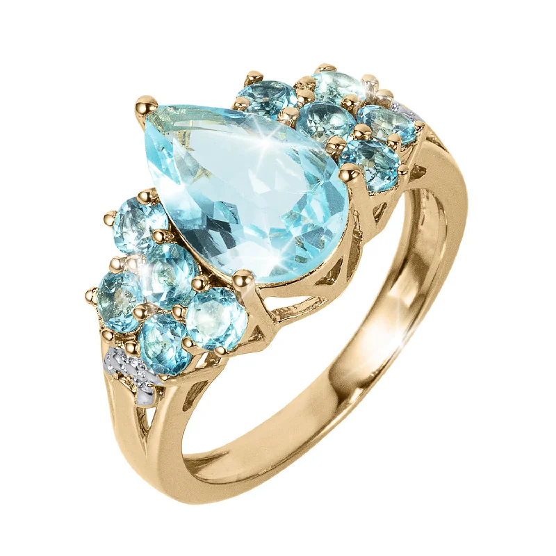 heart-shaped rings for women-Blue Topaz Waters Ring