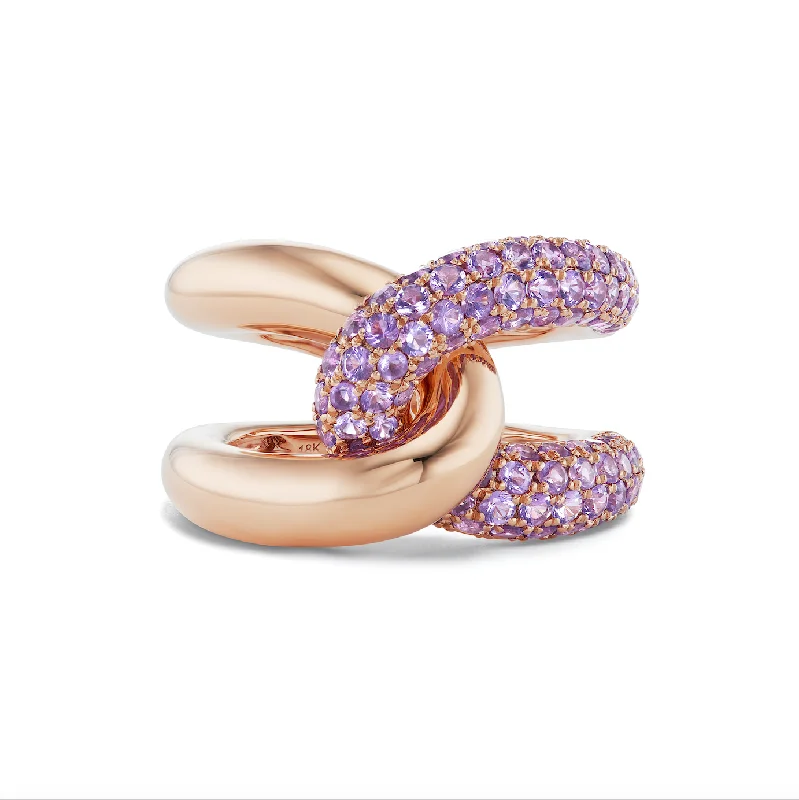 delicate rings for women-Intertwin Ring 18k Rose Gold & Amethyst