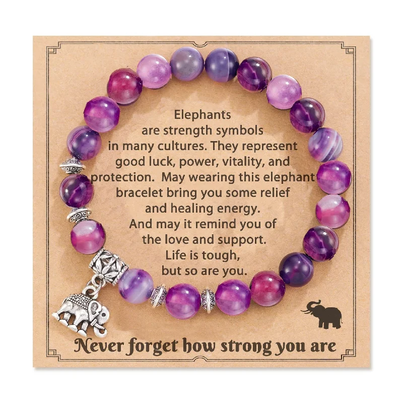 Purple Agate Elephant Pendant Never Card