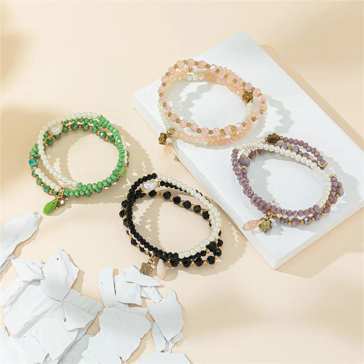 vintage bracelets for women-Casual Simple Style Round Artificial Crystal Beaded Women's Bracelets