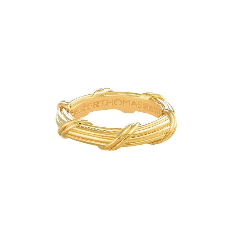 double-band rings for women-Heritage Band Ring in 18K yellow gold 4 mm sizes 5 - 10