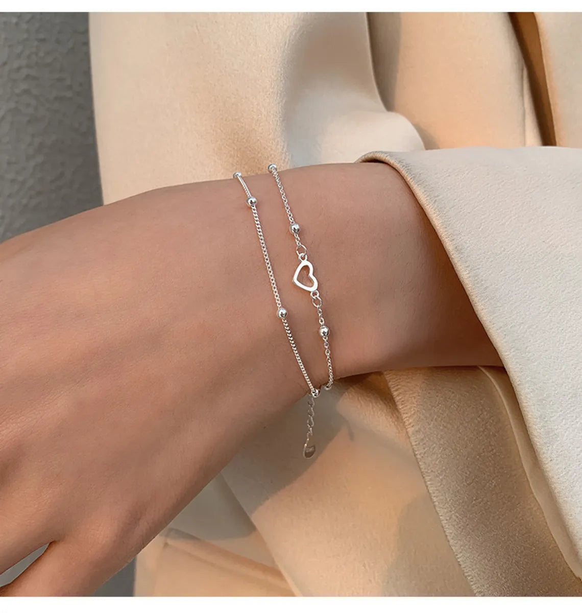 luxury tennis bracelets for women-1 Piece Simple Style Heart Shape Copper Plating Bracelets