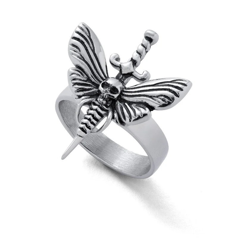 geometric rings for women-Death's Head Moth Ring