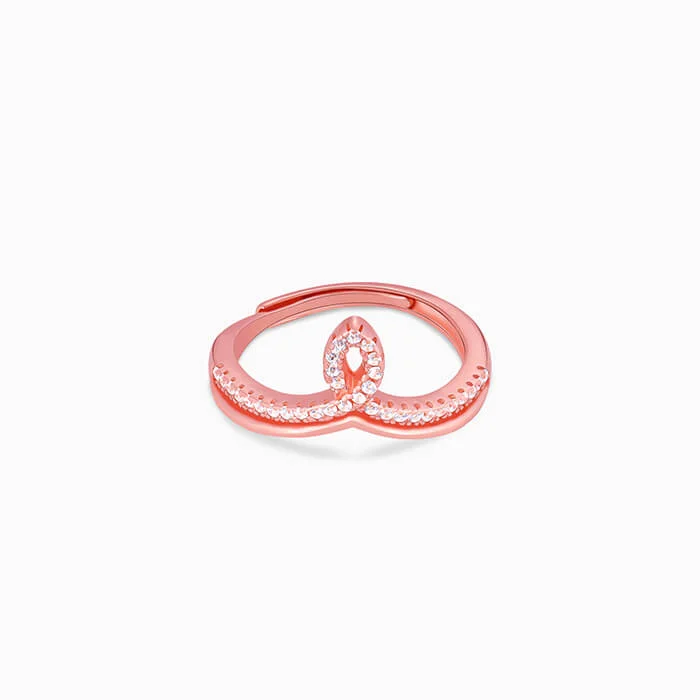 eternity bands for women-Rose Gold Zircon Flame Ring