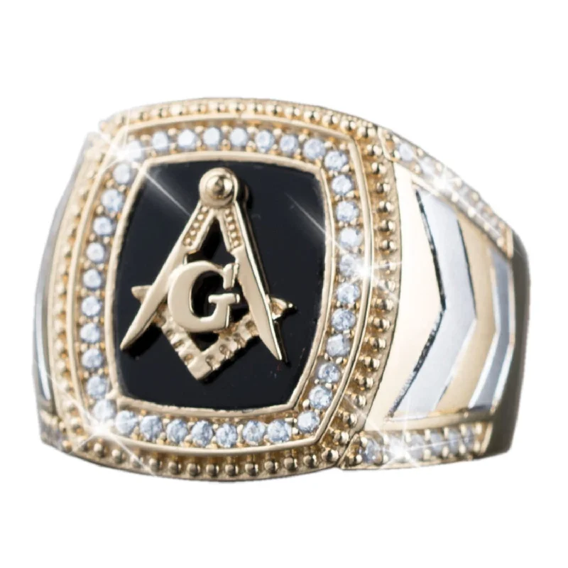 fashion statement rings for women-Onyx Masonic Ring