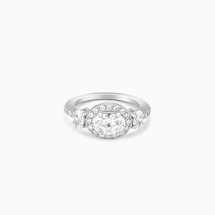 anniversary rings for women-Silver Celestial Zircon Ring