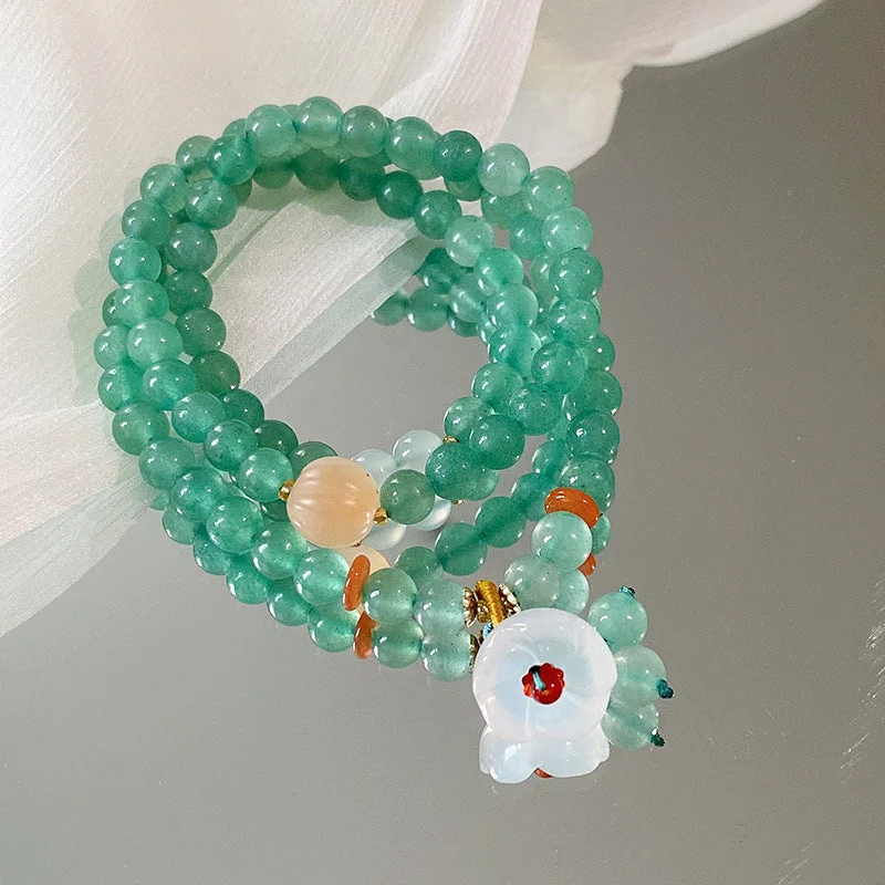 10# Bracelet-Green Jade Flowers