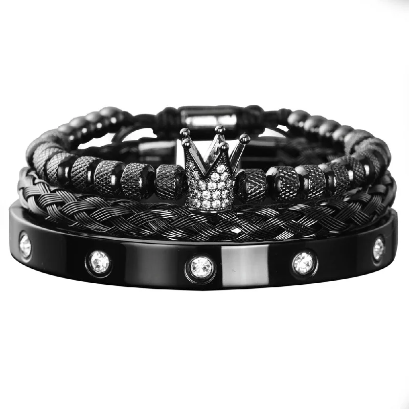 3-Piece Black Zircon Bracelet