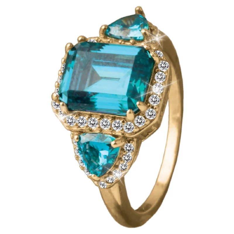 gold engagement rings for women-Aqua Fascination Ring