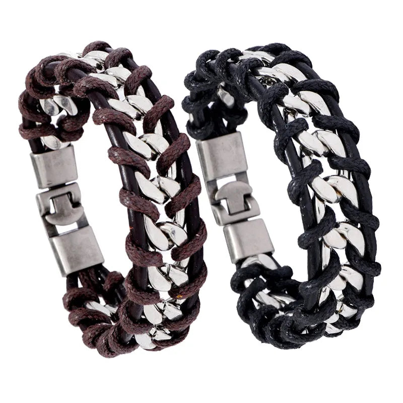 infinity bracelets for women-Woven  Personality Punk Style Chain Bracelet