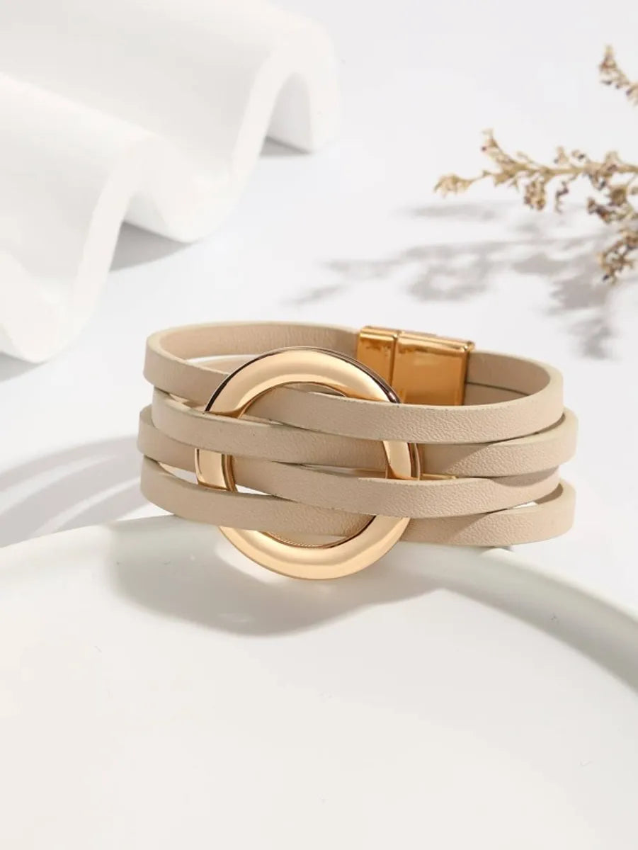 engraved bangles for women-Simple Style Commute Color Block Pu Leather Women's Wristband