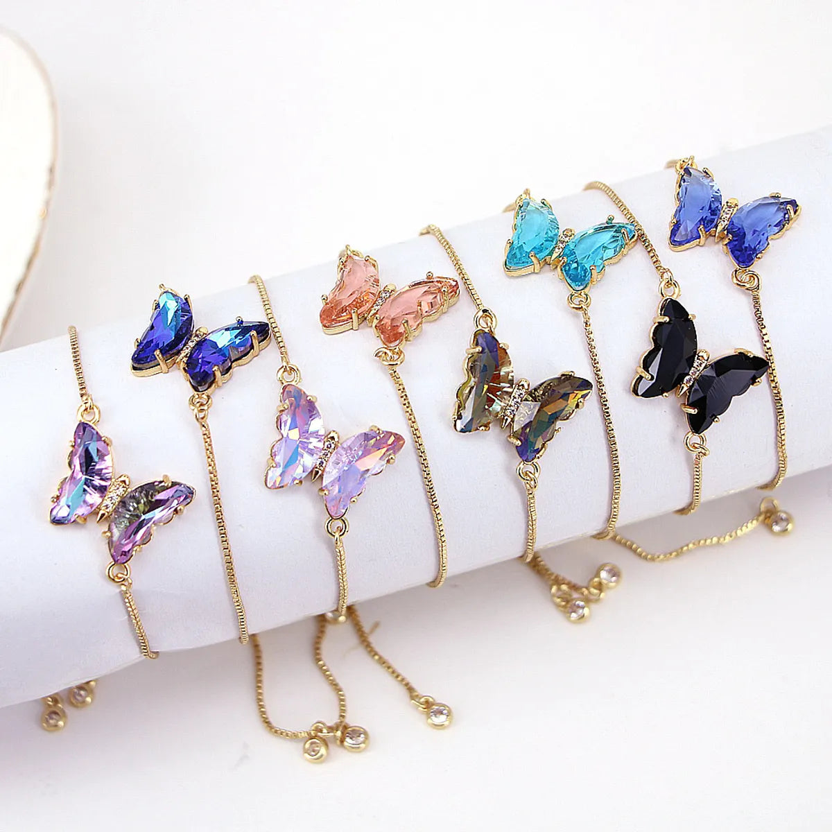 friendship bracelets for women-Fashion Butterfly Copper Bracelets Inlay Zircon Copper Bracelets