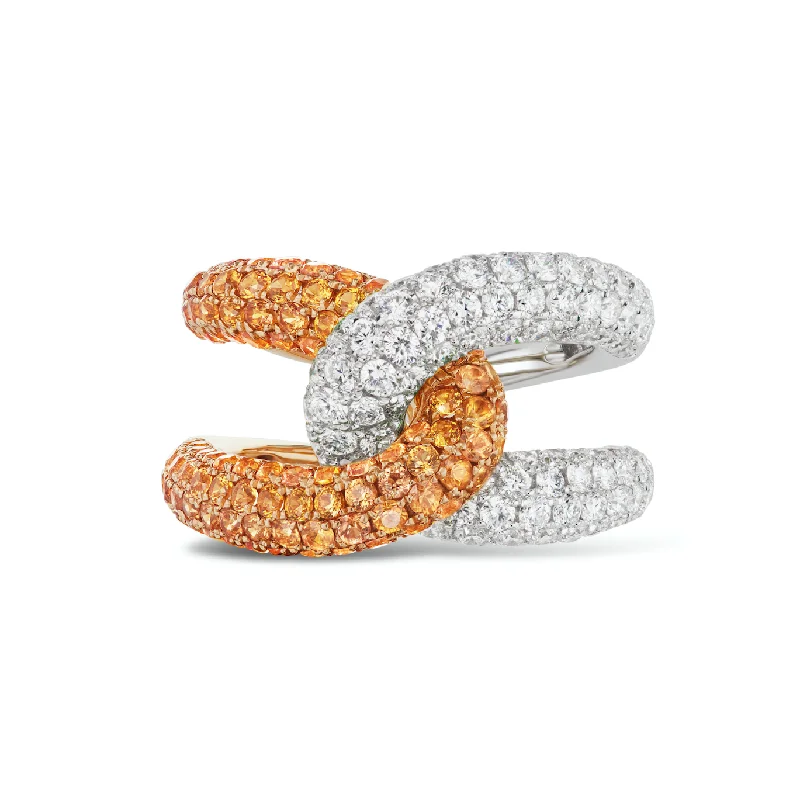 promise rings for women-Intertwin Ring Diamond & Orange Sapphire