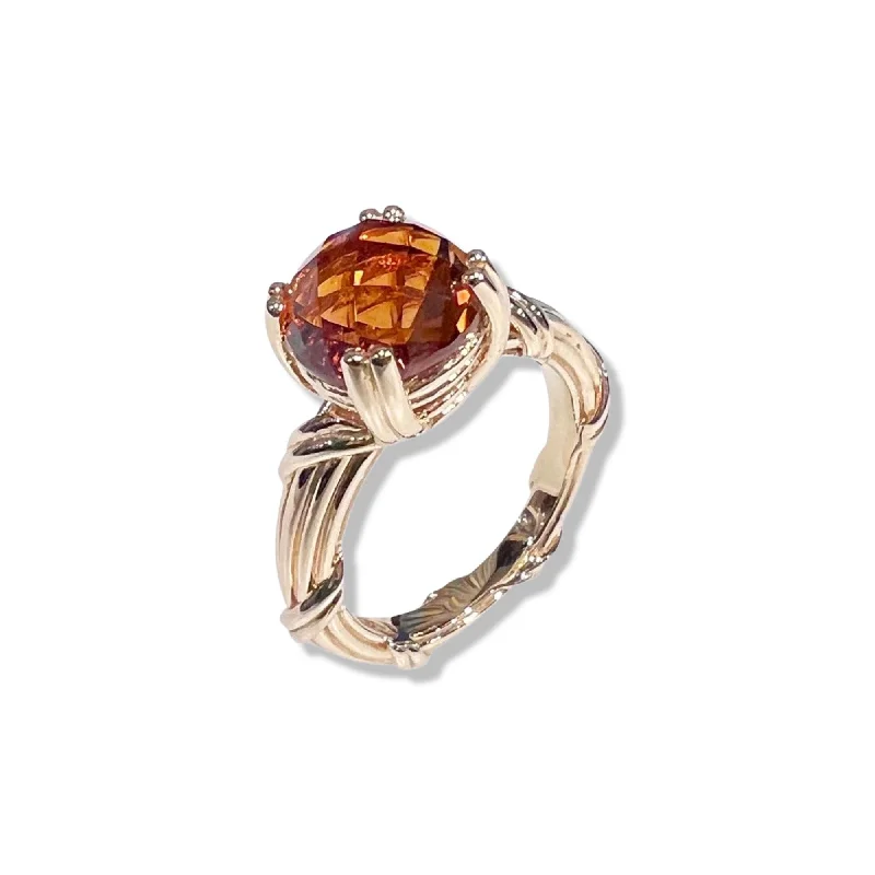 rose gold wedding rings for women-Fantasies Medeira Citrine Cocktail Ring in 18K yellow gold 10mm