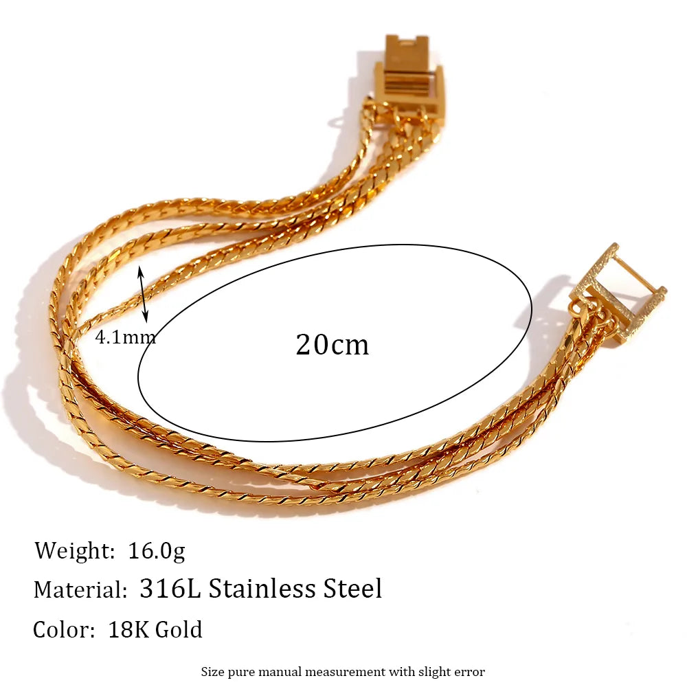 Three-Layer 4mm Encrypted NK Chain Jewelry Buckle 20cm Bracelet