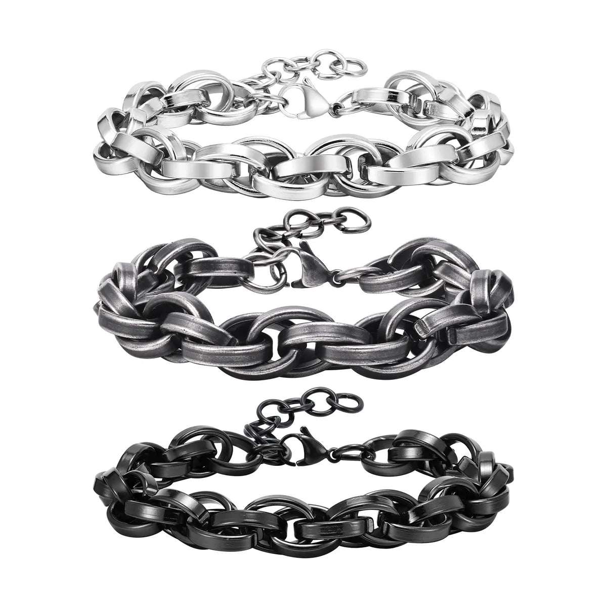 diamond bangles for women-Hip-Hop Basic Retro Solid Color Twist 201 Stainless Steel Men'S Bracelets