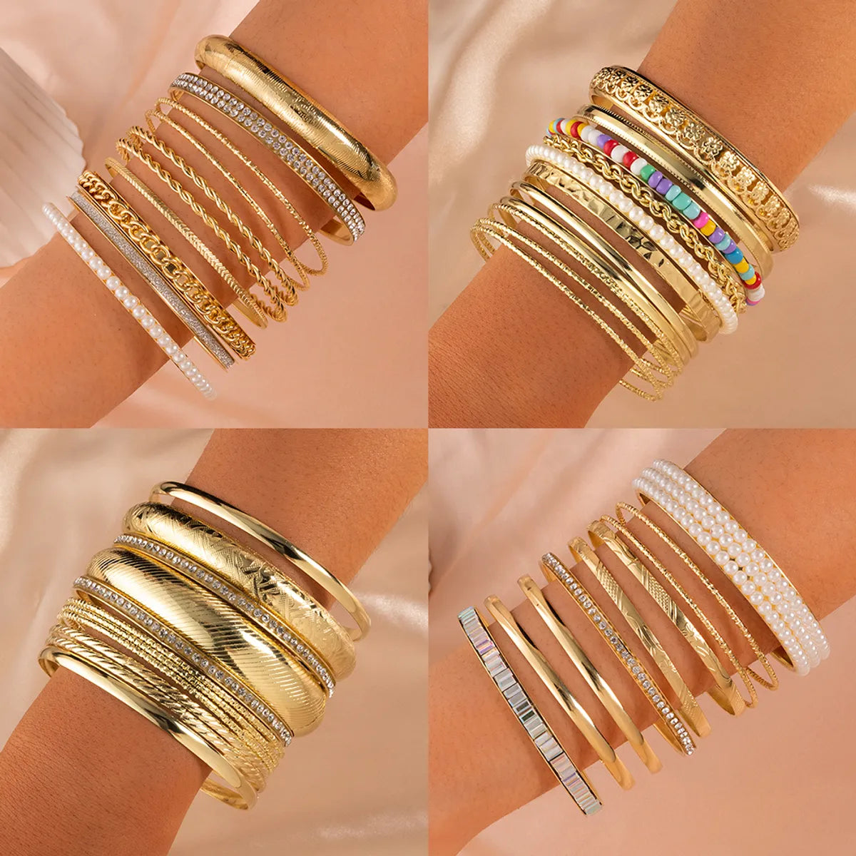 delicate bangles for women-Fashion Geometric Alloy Shiny Metallic Bangle 1 Set