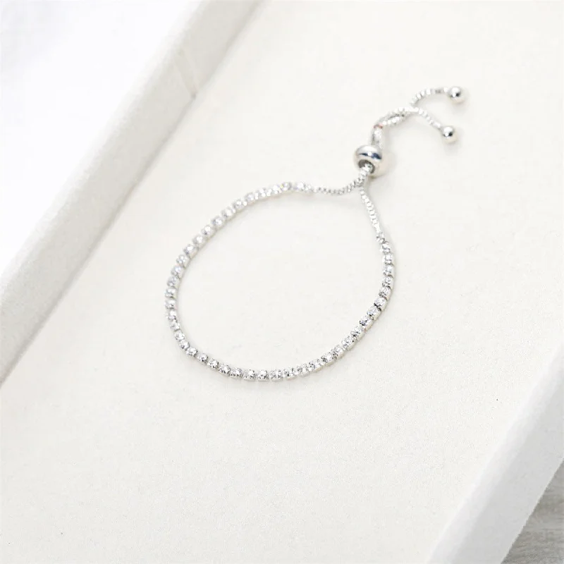 Alloy Rhinestone Adjustable Bracelet Silver Bottom White Diamond (1PCs)